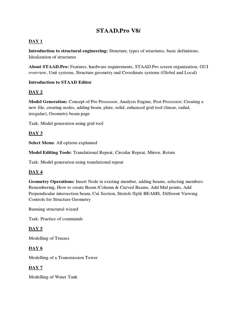 Staad Pro Syllabus 1 Pdf Mechanics Economic Sectors
