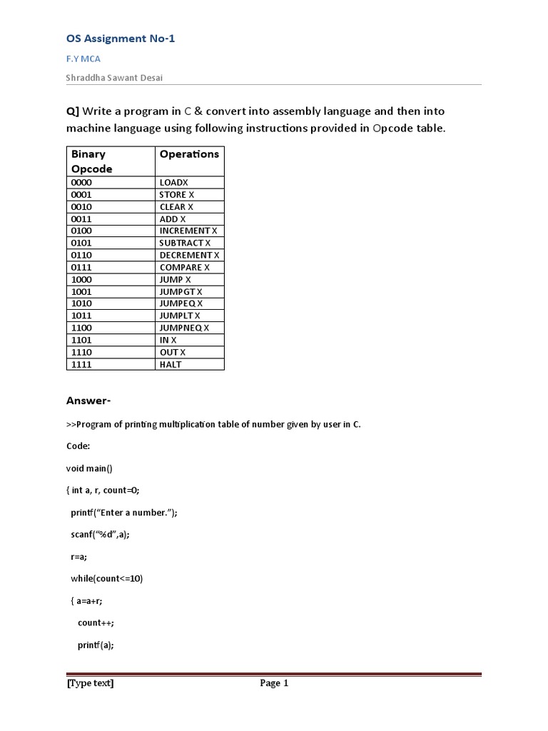 Q) Write A Program in C & Convert Into Assembly Language and Then Into