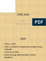 Core Java: by Mr. Arun Kumar A