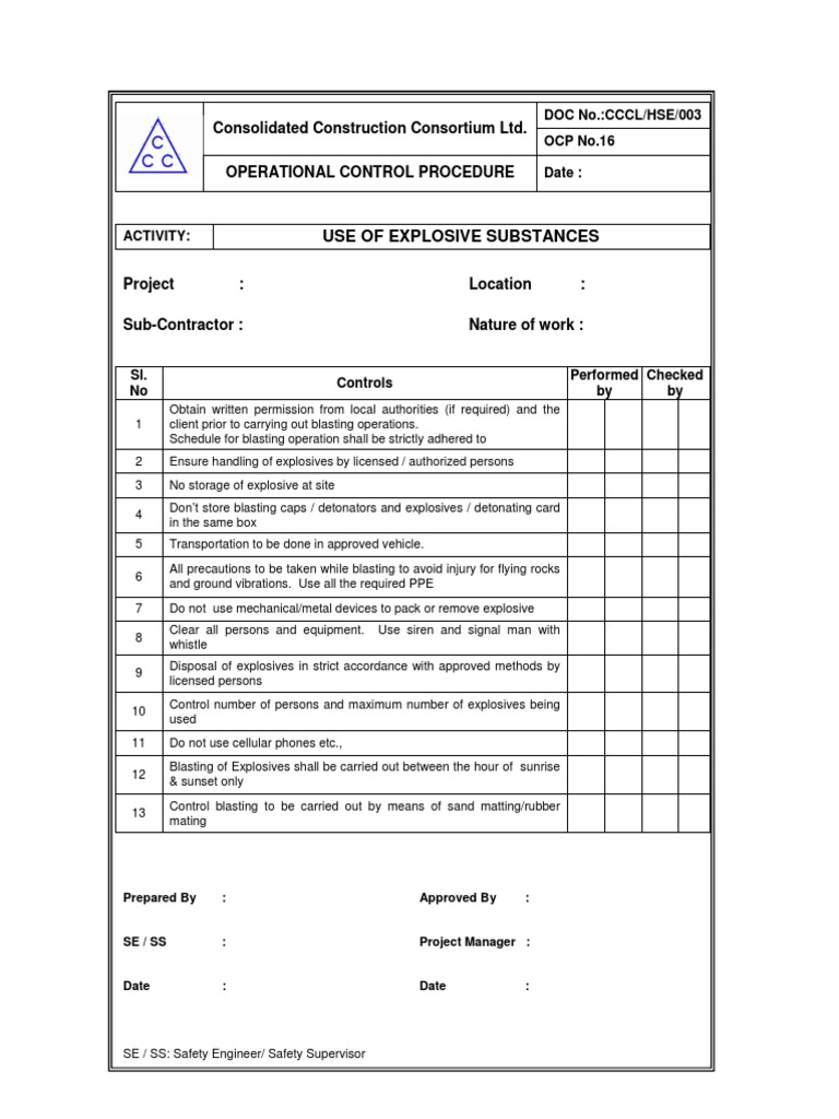 OCP 16-Use of Explosives | PDF