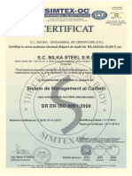 SIMTEK Quality Certification for Bilkasteel SRL