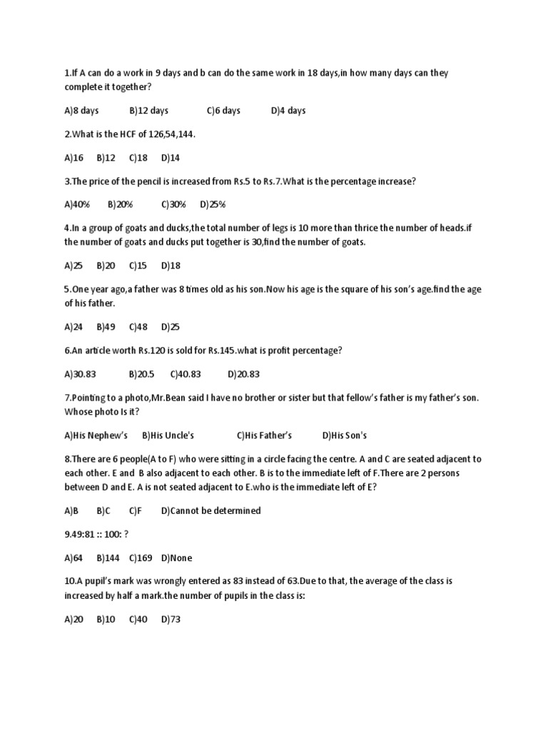 Math Problems and Solutions Quiz | PDF | Business
