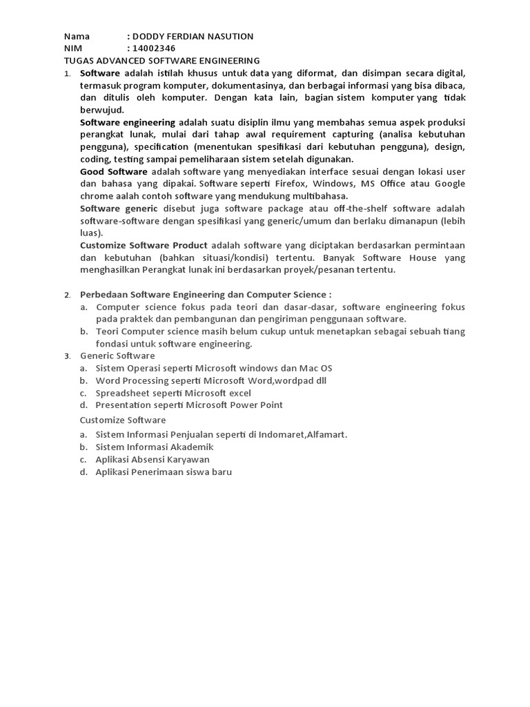 Tugas Advanced Software Engineering | PDF