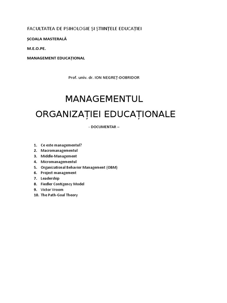 Managementul Organizatiei | PDF | Project Management | Economies