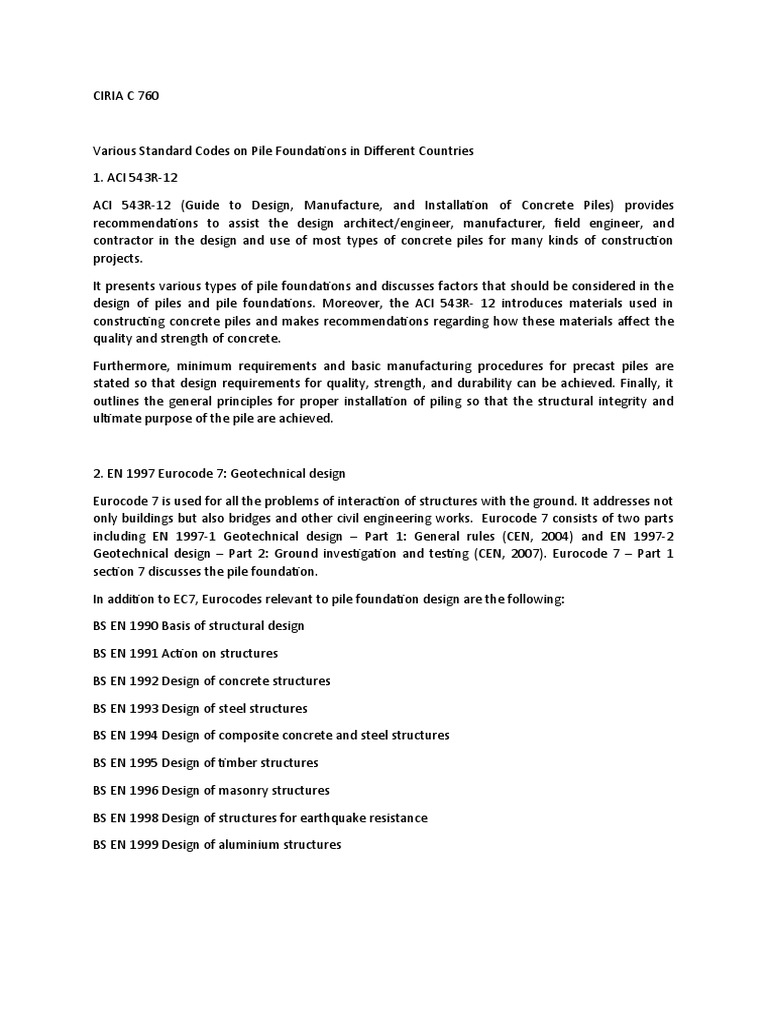 Standard Codes for Pile Foundations | PDF | Deep Foundation ...