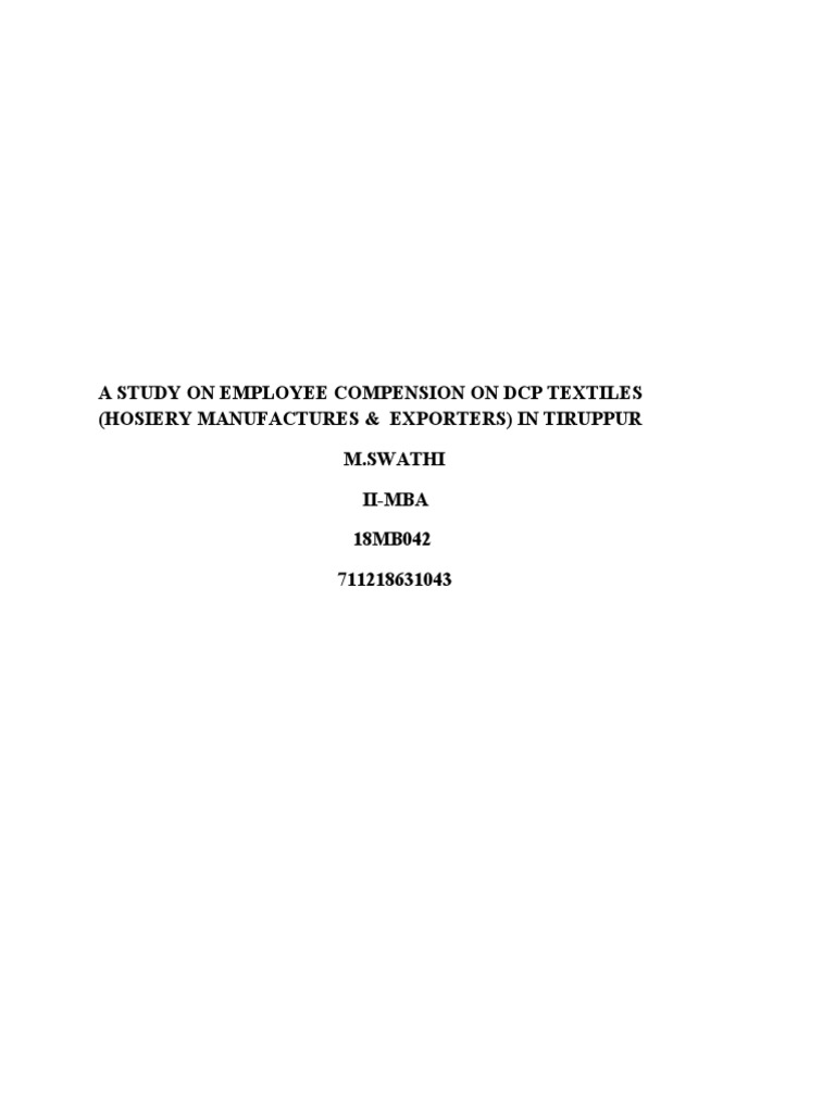 Swathi Project | PDF | Textile Manufacturing | Employment