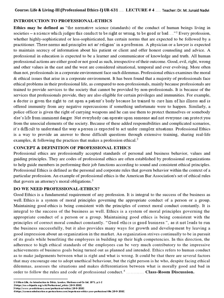 Introduction to Professional Ethics | PDF