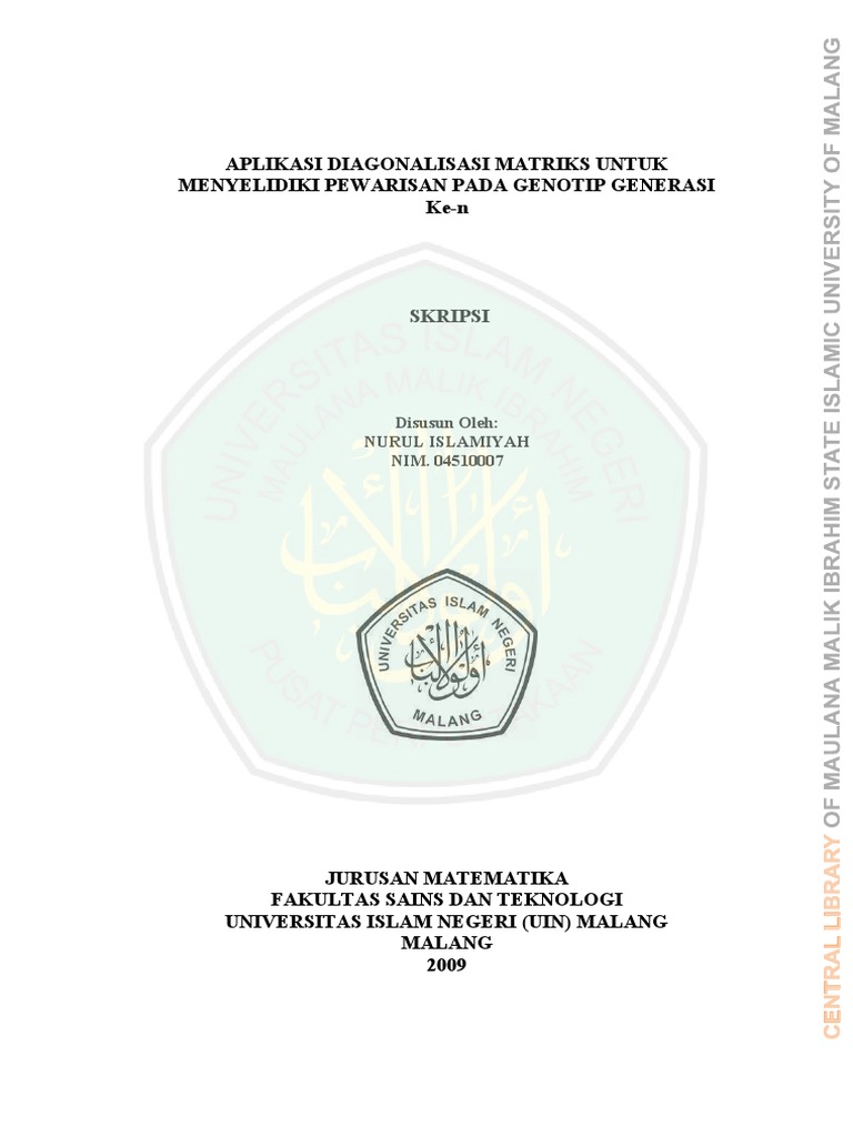 Aplikasi Diagonalisasi Matriks PDF | PDF
