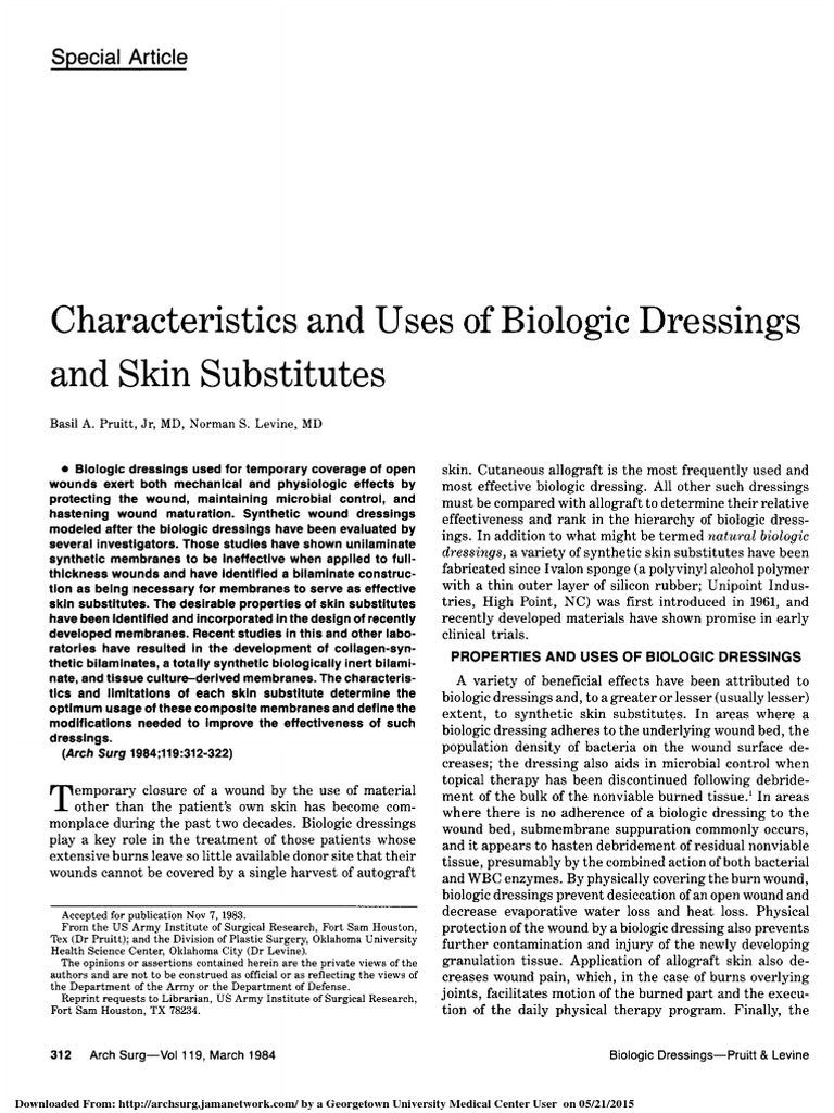 Biologic Dressings for Wound Healing | PDF | Skin | Wound
