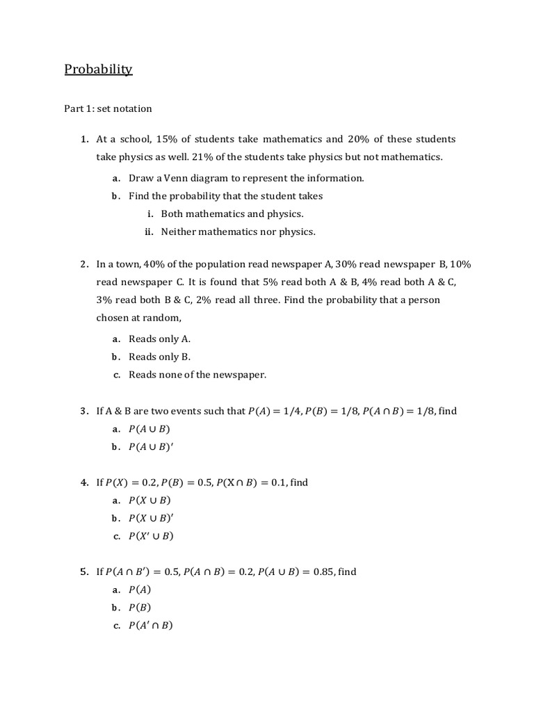 Probability Concepts and Problems | PDF | Probability | Teaching ...