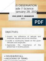 Class Observation Grade 7 Science Date: January 28, 2020: Cris John T. Gravador