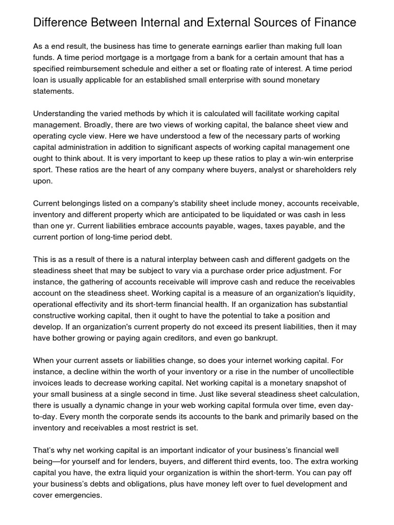 Difference Between Internal and External Sources of Financehiijt PDF ...