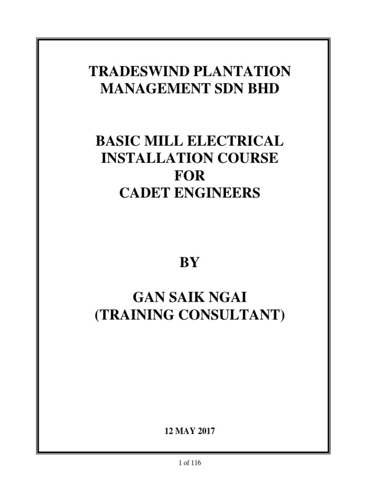 Basic Mill Electrical Course PDF Ac Power Relay