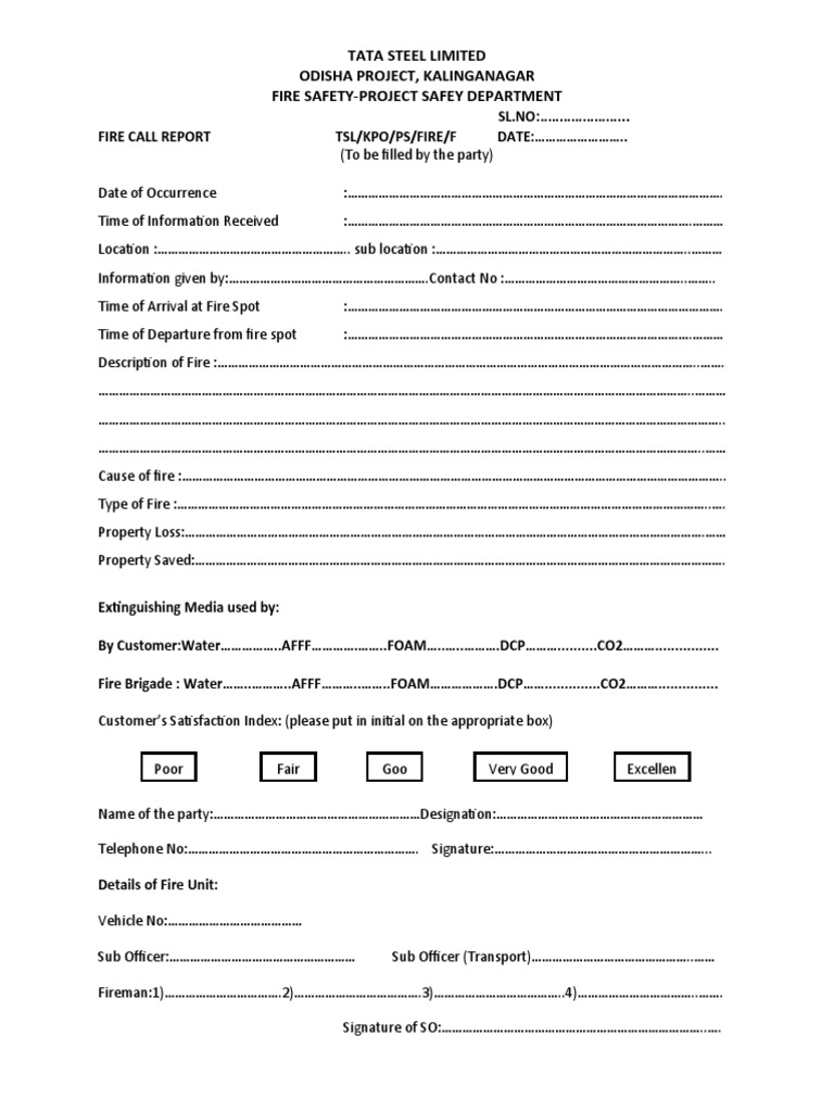 Kalinganagar Fire Safety Report Template | PDF | Technology & Engineering