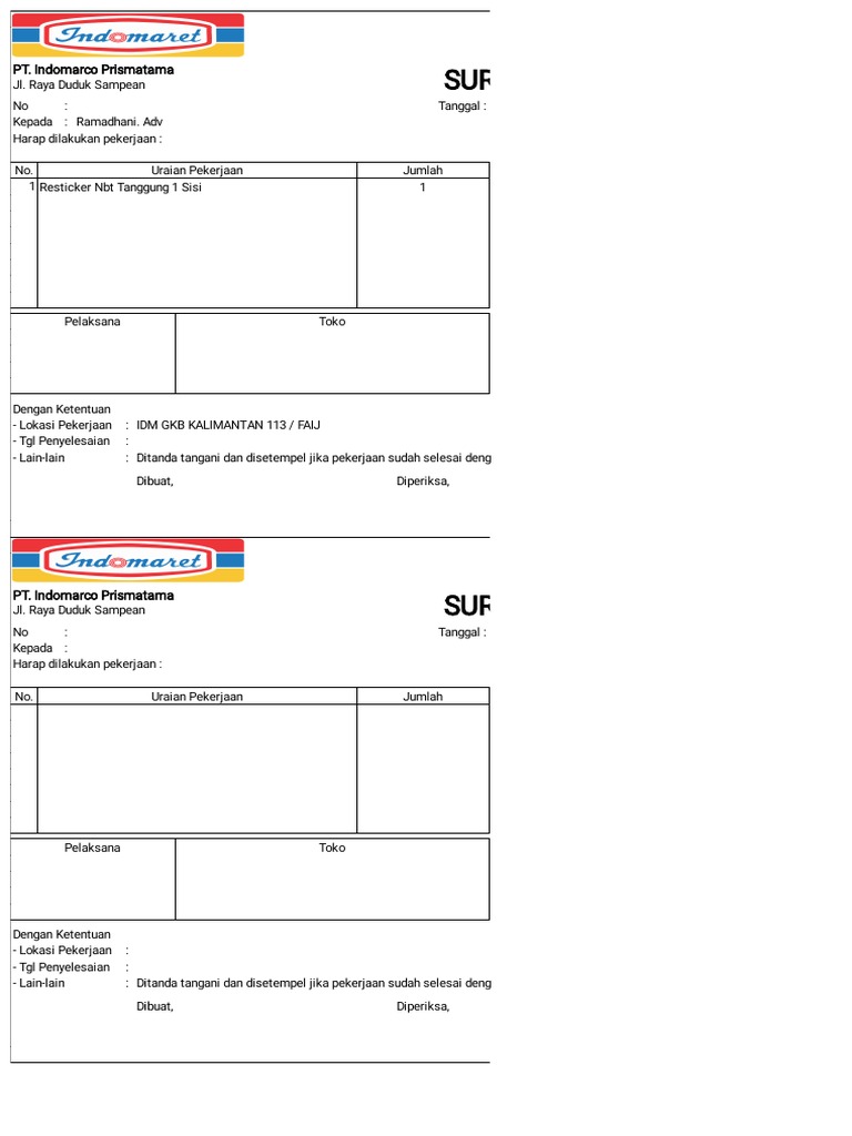 Format SPK Kosong in | PDF