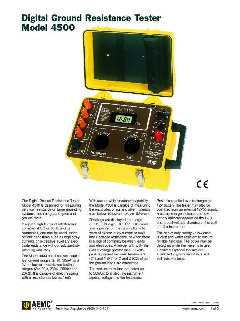 Digital Ground Resistance Tester Model 4500 Technical Assistance (800