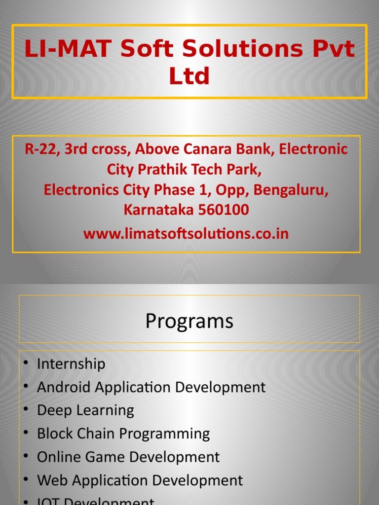 LI-MAT Soft Solutions PVT LTD | PDF | Web Application | Artificial ...