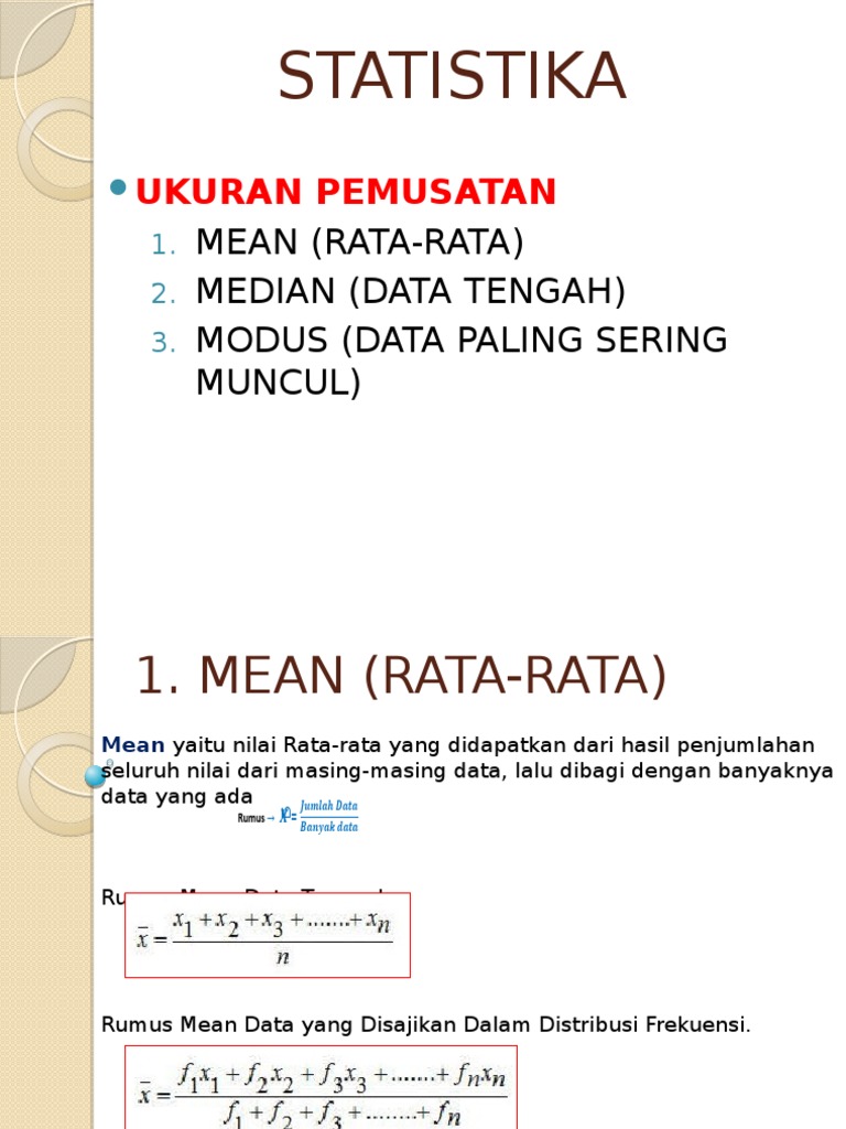 Arti dan Rumus Mean, Median, Modus | PDF | Metode & Bahan Ajar