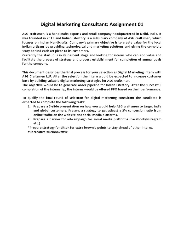 Digital Marketing Intern Process PDF