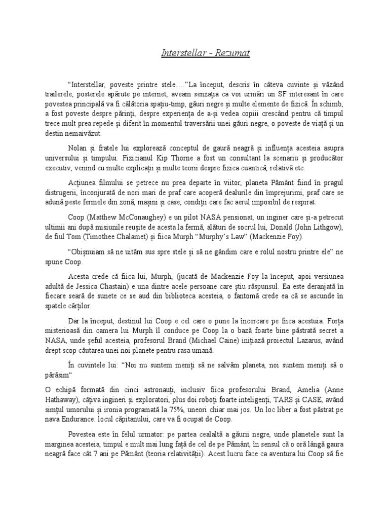 Rezumat Bunicul Interstellar Rezumat | PDF