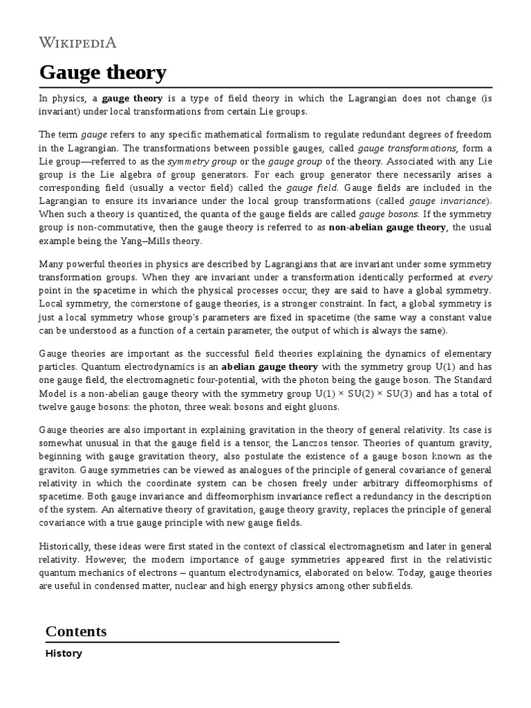 Gauge Theory PDF Gauge Theory Field (Physics)