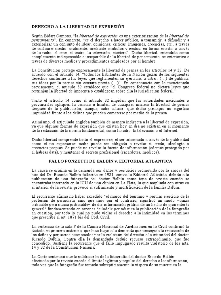 Derecho A La Libertad de Expresión | PDF | Libertad de expresión | Mandato