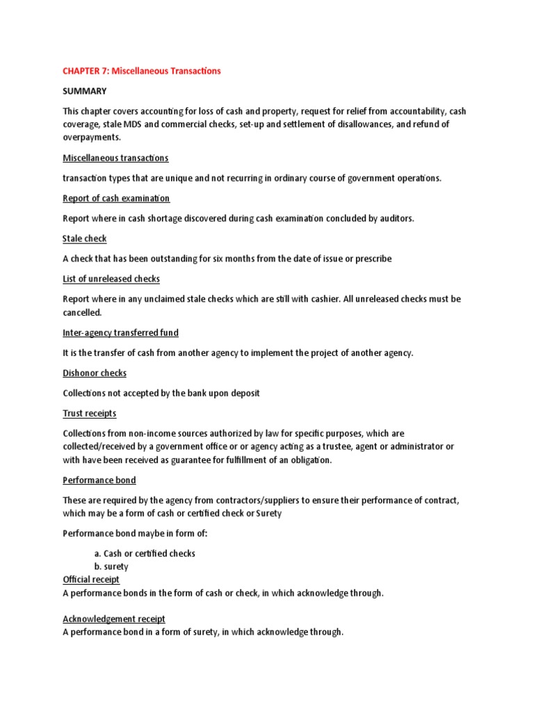 Miscellaneous Transactions Overview | PDF