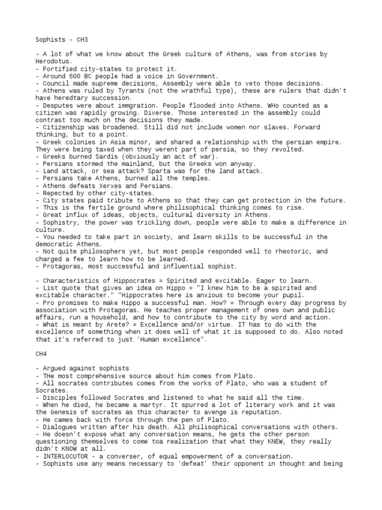 CH 3 Sophists | PDF | Socrates | Plato