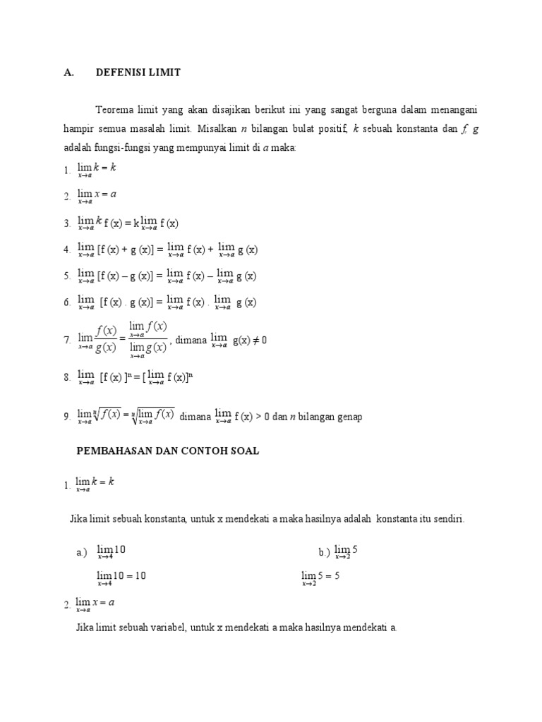 Teorema dan Contoh Limit Fungsi | PDF | Metode & Bahan Ajar | Komputer