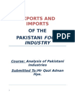 Exports and Imports of The Pakistani Food Industry