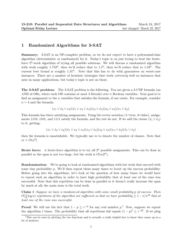 Randomized Algorithms for 3-SAT | PDF | Theoretical Computer Science ...