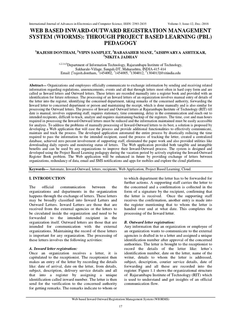 Web Based Inward-Outward Registration Management System (Wiorms ...