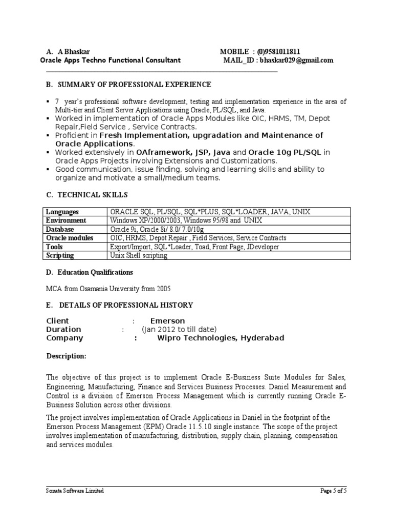 Oracle Apps Consultant Resume | PDF | Oracle Corporation | Application ...