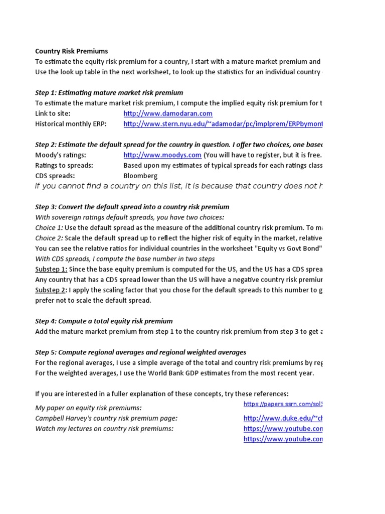 Equity Risk Premium Guide | PDF | Credit Rating | Bonds (Finance)