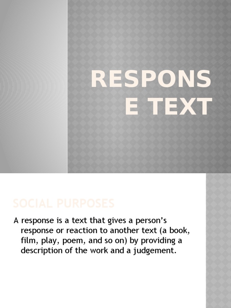 How to Write a Response Text | PDF