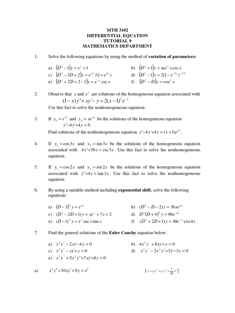Tutorial 9 Calculus Rates