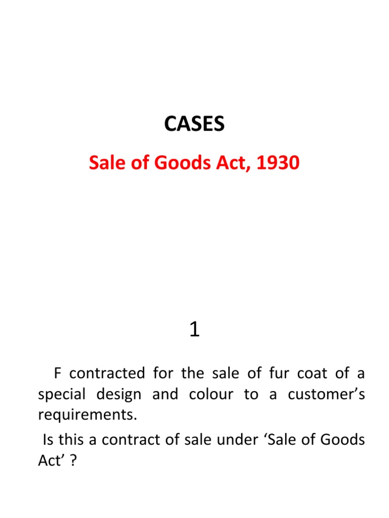 Landmark Cases in Sale of Goods Act | PDF | Sales | Business Law