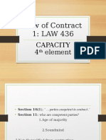 Law of Contract 1: LAW 436: Capacity 4 Element