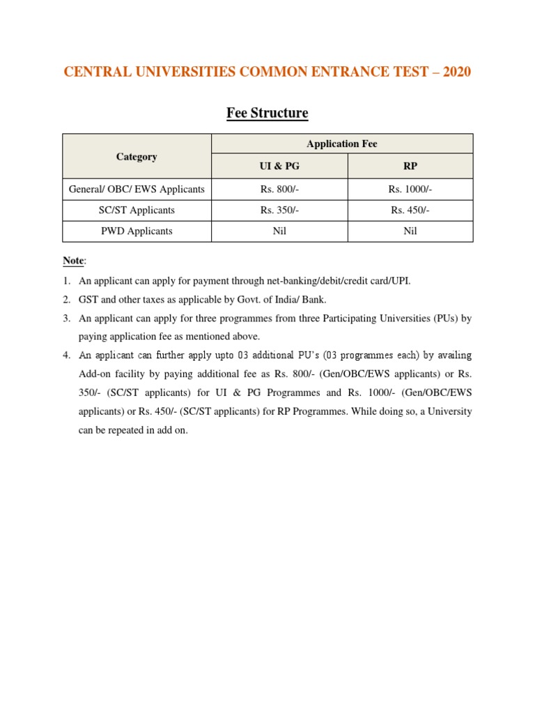 Fee Structure 2020 PDF PDF