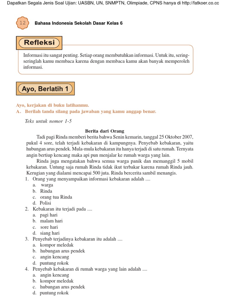 Kumpulan Soal Bi Sd Kelas 6