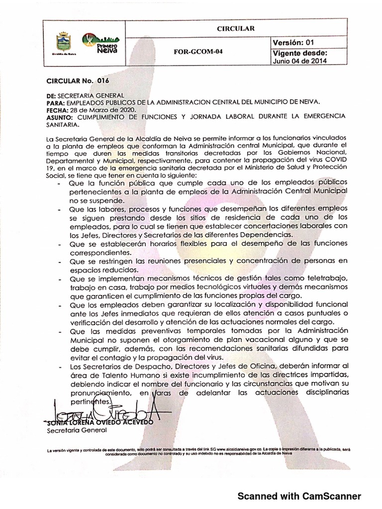 Circular 016 de 2020 | PDF