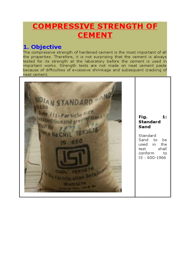 Compressive Strength Testing of Cement | PDF | Cement | Water