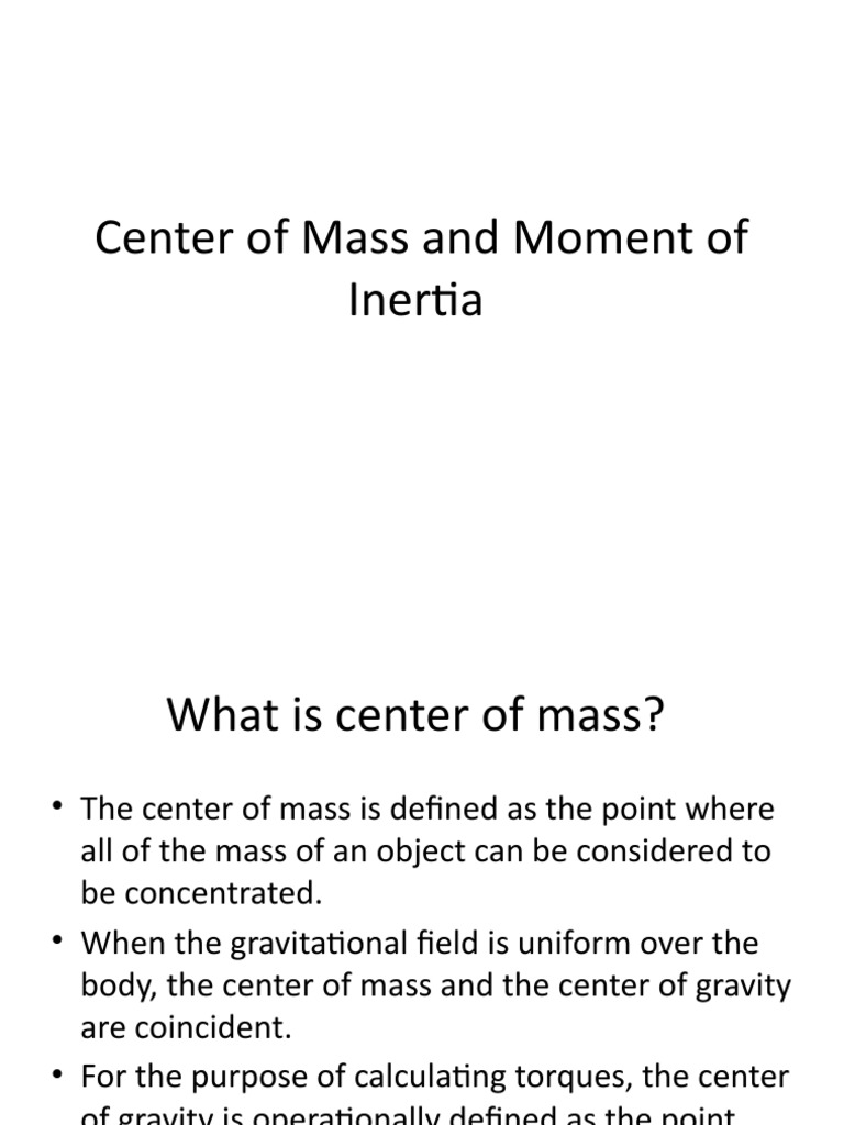 Center of Mass and Moment of Inertia | Download Free PDF | Rotation ...