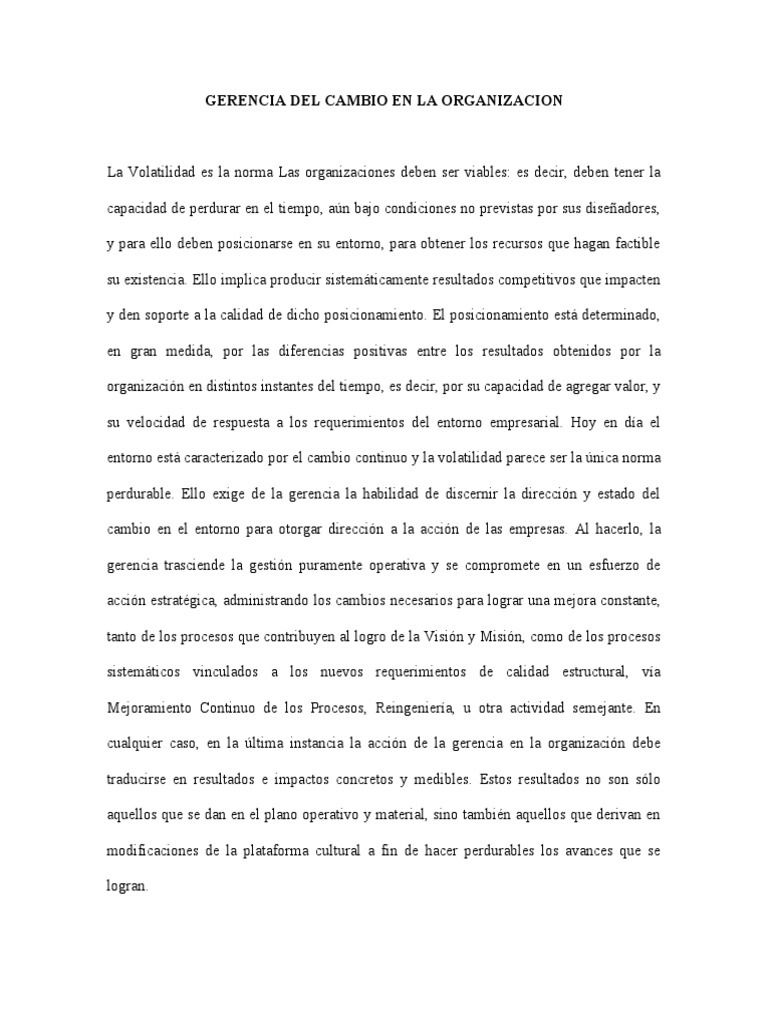 Gerencia Del Cambio en La Organizacion | PDF | Economias | Science