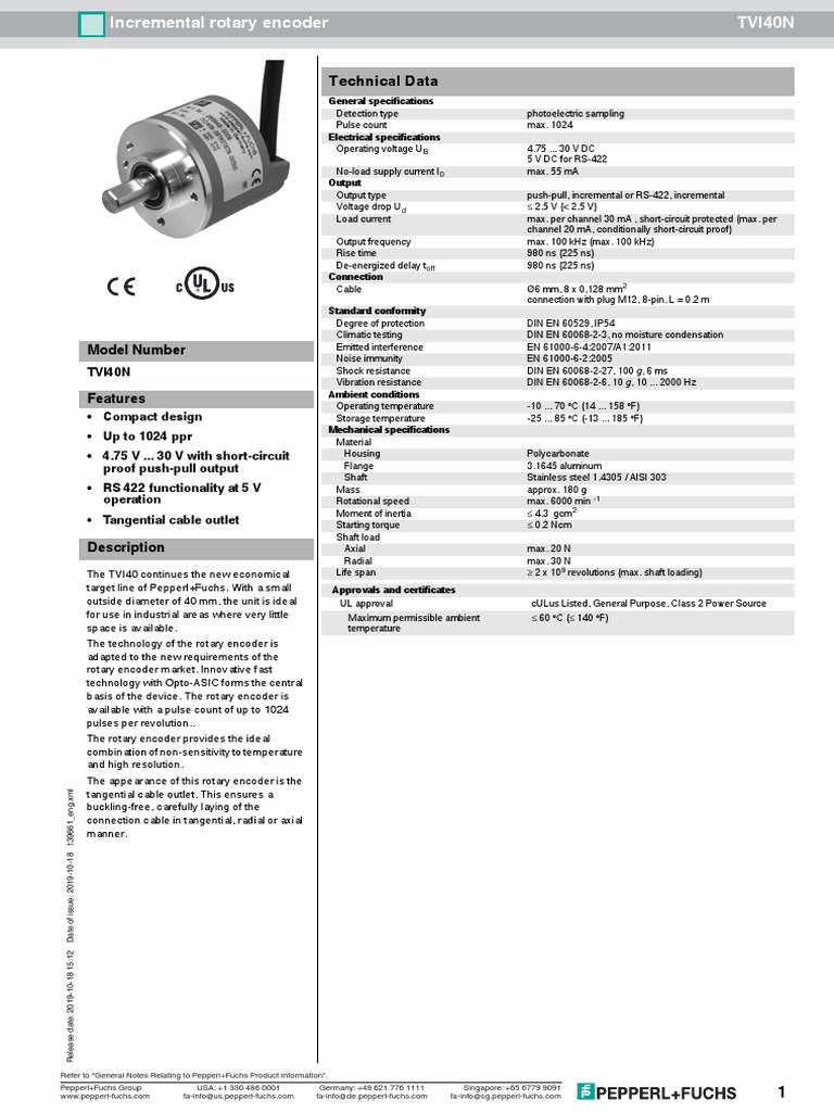 Incremental Rotary Encoder TVI40N | PDF | Electrical Engineering ...