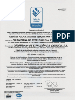 Certificado Tuberia y Accesorios Pealpe No. CSC CER294097 Marca EXTRUCOL Vigencia 2014 Al 2017