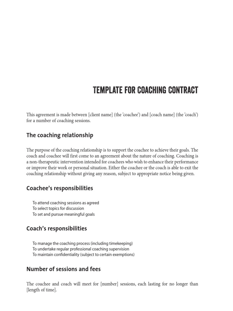 Coaching Contract Template Guide | PDF