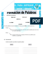 Ficha Formacion de Palabras para Cuarto de Primaria