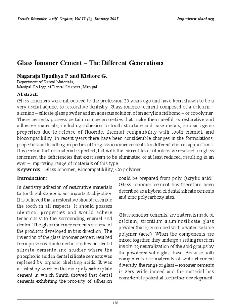Glass Ionomer PDF PDF Dental Composite Glasses