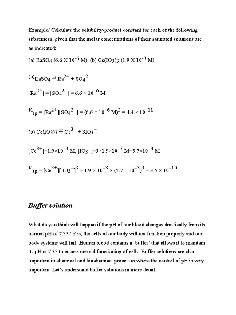 Calculating SolubilityProduct Constants and Explaining the Importance